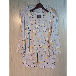 Nick and Nora Women's Pajama Set Knit Counting Sheep Size XXL Button Front Flaw